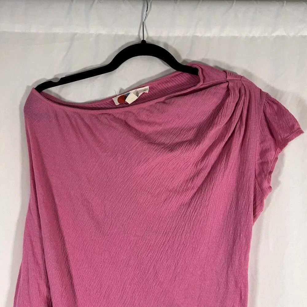 Free People Beach Blouse Women's Small Pink One Shoulder Pullover Lightweight
